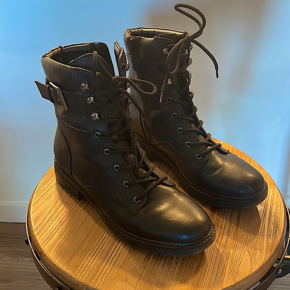 Black combat boots, Guess brand, size 11. Women’s boot.